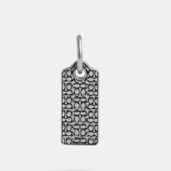 Coach Sterling Silver Signature Hangtag Single Huggie Earring $175 retail - Picture 1 of 5